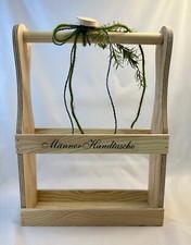 Männer-Handtasche Flaschen-Träger für 4 Flaschen Bier Holz Geschenkidee NEU TOP