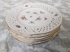 Burg Lindau mit Schmetterlingen und Durchbruchrand 6 Kuchenteller 