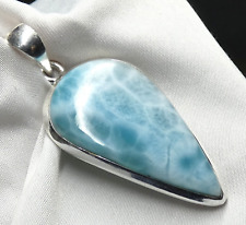 ? Großer Larimar Tropfen -Anhänger aus 925 Silber – Karibikblau Unikat?