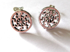 Sonnenrad 925'er Silber Ohrstecker schwarze Sonne 8,4 mm Ø       / x030