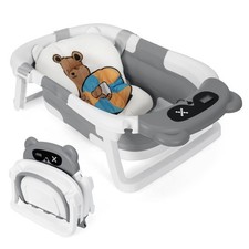 Baby Badewanne Babywanne Faltbar mit Thermometer, Anti-Rutsch Kissen 66x40x20 cm