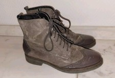 Caprice Winter Stiefeletten grau Wildleder Lack Reißverschluss Budapester Gr. 38