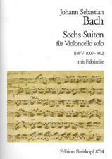Bach 6 Cellosuiten Noten Hrsg. Beißwenger mit Faksimile neuwertig 