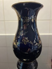 Vase, Kobaltblau, Golddekor