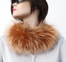 Pelz Schal Silberfuchs Boa Loop Kragen Kette Fell Besatz Halswärmer Karamell