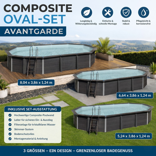 Ovalpool wpc holzoptik - wpc,