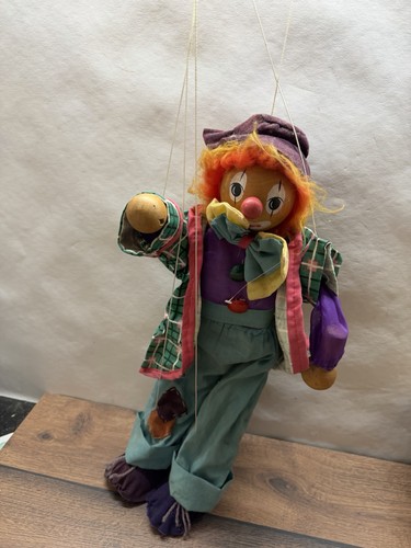 Clown marionette holzpuppe - clown,