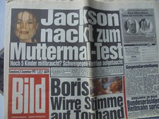 Bild Zeitung 04.09. 1993 Michael Jackson/Boris Becker!