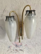 Vintage Retro Wandlampe 50er / 60er, Glas Messing, hübsch!