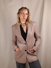 Zara Oversize-Blazer aus Kunstleder Beige S