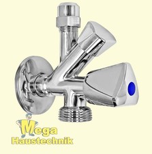 Kombi-Eckventil 1/2 Zoll AG selbstdichtend mit Rosette + 3/4" AG Anschluß Ventil