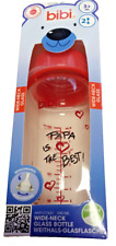 Bibi Weithals-Glasflasche / Babyfläschchen "Papa is the best" BPA-frei, 3+M