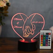 Personalisierte Partner Geschenk Lampe, LED Deko Beleuchtung, Valentinstag, Jahr