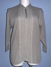 Kuscheliger Damen Strick Pullover langarm Baumwoll-Mix grau Zopfmuster Gr. M