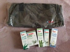 5 Gehwohl-Fußpflegeprodukte Schaum, Peeling, Balsam, Lotion, Bad + Sporttasche