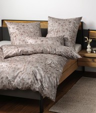 Janine Mako-Satin Bettwäsche Milano 45117, Gräser-Design, mocha-mousse-kupfer