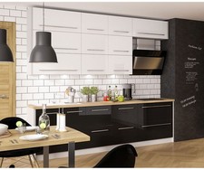 Küchenzeile PLATINUM Einbauküche 280cm weiß schwarz-weiß Hochglanz 71018099