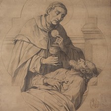 Glasmalerei Religion Zürich Manufakt Huber-Stutz Karl Borromäus Kohle um 1900