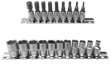 20 x Steckschlüssel-Einsätze Nuss + Innensechskant SAE ZOLL ZÖLLIG 1/4"-Antrieb