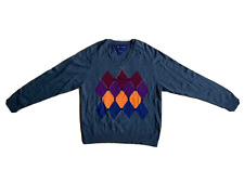 Herren Pullover von Tommy Hilfiger grau mit Rauten reine Schurwolle Größe 58?