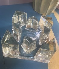 Vintage Kunstglas Kerze Teelichthalter Eisglas MCM sehr guter Zustand Scandi Teller Stövchen