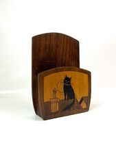 Selten Schön Antik Art Deco Wandaufbewahrung Halter Holz Handarbeit Antik Katze