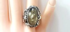 SILBER RING ° 925 / 1000 ° GRÜNER BERNSTEIN ° Silberschmuck °