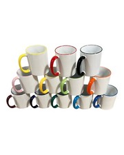 1 Stk. Sublimationstasse, farbiger Rand/Griff (12 Farben)