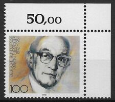 Bund 1992 ** Mi 1584 Martin Niemöller Eckrand Ecke Bogenecke oben rechts 04781A
