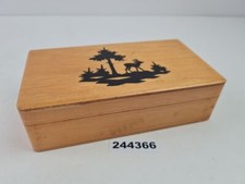 Holz Etui mit original Scherenschnitt C. H. Walther Reh Baum Motiv #244366