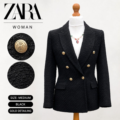Zara black boucle tweed - black,