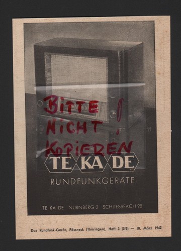 Nürnberg werbung 1942 te ka - werbung,