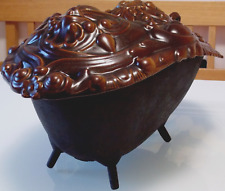 antik Holz Kohle Behälter Kamin Pellets Gusseisen Emaille Kohlefrosch Jugendstil