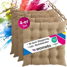 4er Set Sitzkissen Stuhl 40x40 Stuhlkissen Stuhlauflage Sitzauflage mit Bändern