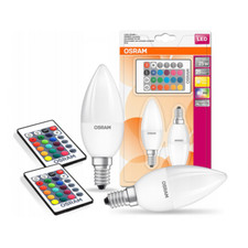 2x OSRAM RGBW LED Kerze mit Fernbedienung 4,5W=25W E14 bunt EEK:F (Spektrum A-G)