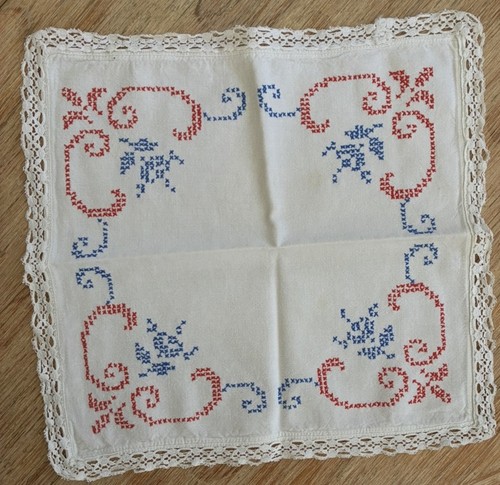 Vintage deckchen 35x35 borte - deckchen,