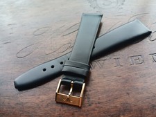 19mm Leder Band mit 15mm Wittnauer Dornschließe ( Schwarz Gold )