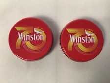 2 Reiseaschenbecher / Pillendose - 70 Years Winston -  Blechdosen