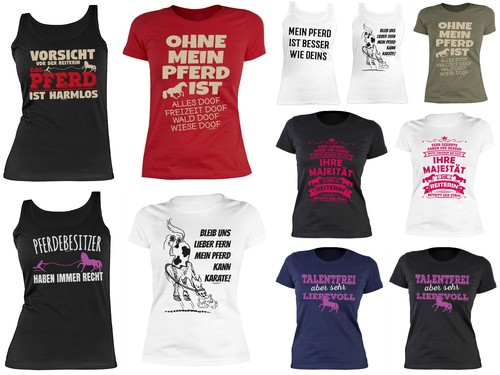 Damen pferde shirt - t-,
