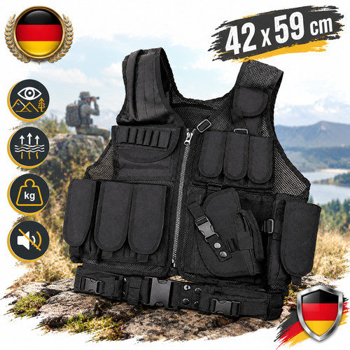Kampfweste schwarz nylon - schwarz,