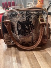 Royaltex Katzenhandtasche, Klein, Wie Neu, Braun Und Stickereien