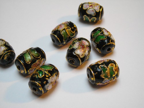 Cloisonne perlen schwarz fass - schwarz,