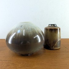 WENDELIN STAHL STUDIOKERAMIK ZWEI KERAMIKVASEN KRISTALLGLASUR GERMAN CERAMIC