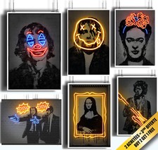 Pop Art Plakat Joker Mona Lisa Pulp Fiction* Nirvana* Frida Kahlo Neon Stil
