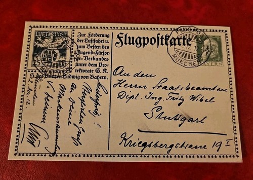 Flugpostkarte 1912 bayern - flugpostkarte,