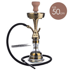Wasserpfeife Shisha Nargile Set ca. 50cm 1 Schlauch Hookah Gold-farbig Glas groß