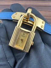 Hermes Kelly Damenuhr 39-01 Gold Placqued Quartz um 1990