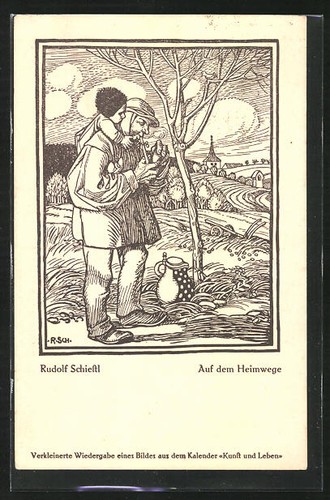 Künstler rudolf schiestl - künstler-ak,