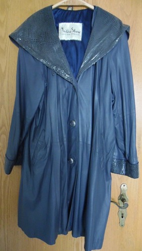 Damen ledermantel blau - ledermantel,