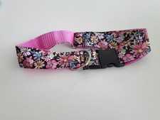 Designer Hundehalsband Halsband XL 45 - 75 cm Motiv : Streublumen  4 cm